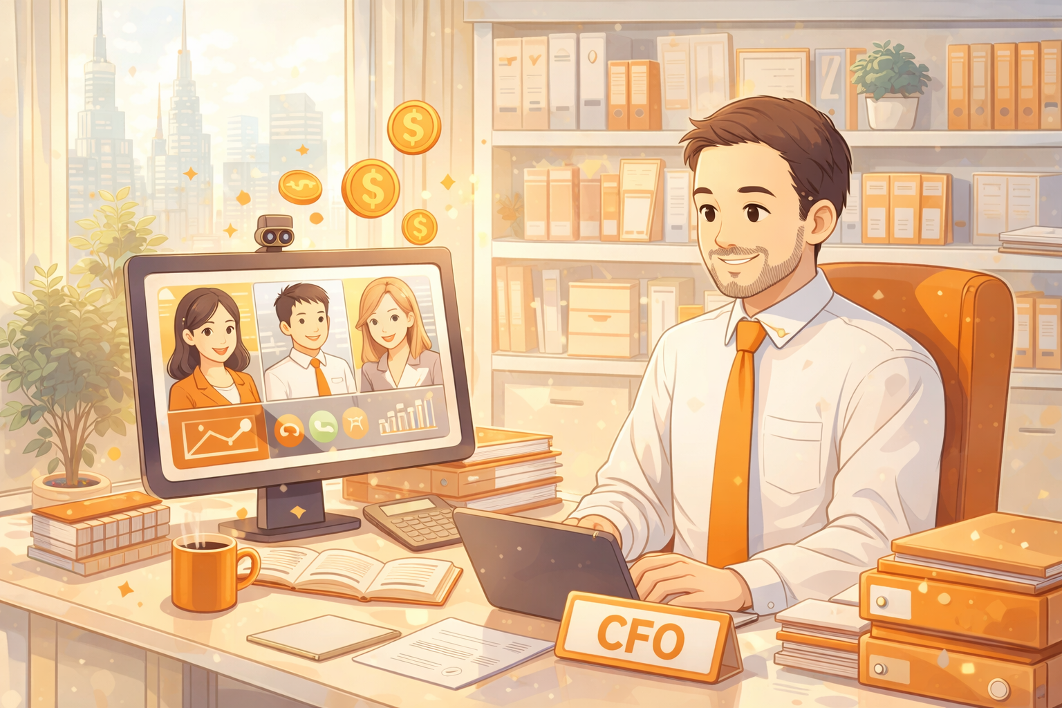 Virtual CFO office concept illustration